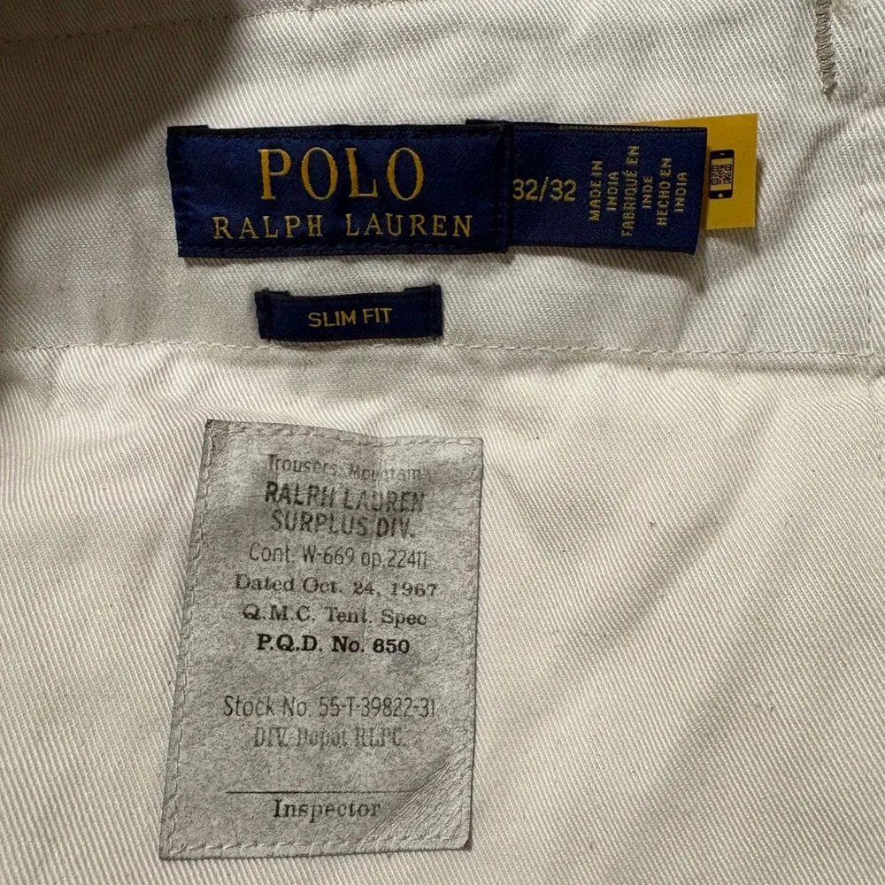 Polo Ralph Lauren Cargo Pants Mens 32x32 Tan Slim Fit Surplus Div. Trousers